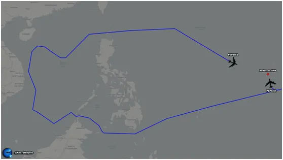 美轰炸机被曝兜圈飞至南海上空画面曝光 路线还相当诡异 