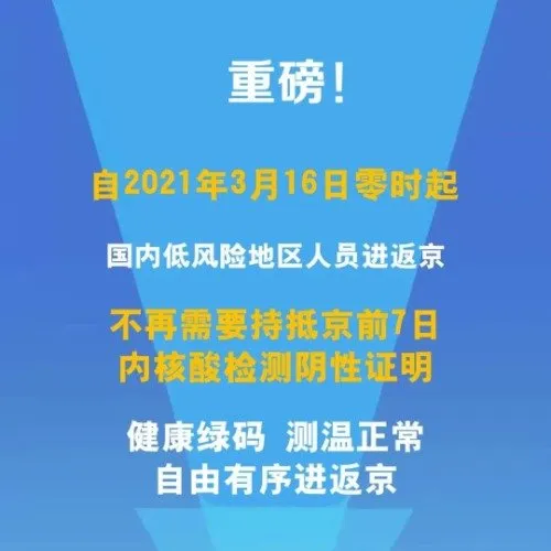 返京最新规定：16日起低风险进返京不