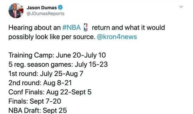 疑似NBA复赛日程曝光是真的吗？NBA最