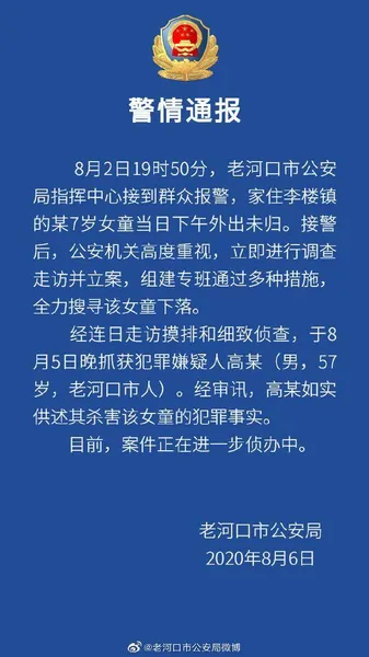 襄阳失踪女童被翻墙逃走邻居杀害 更多案件细节被曝光