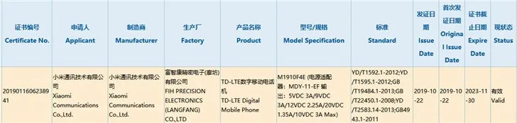 小米新机通过3C认证：支持30W快充，或