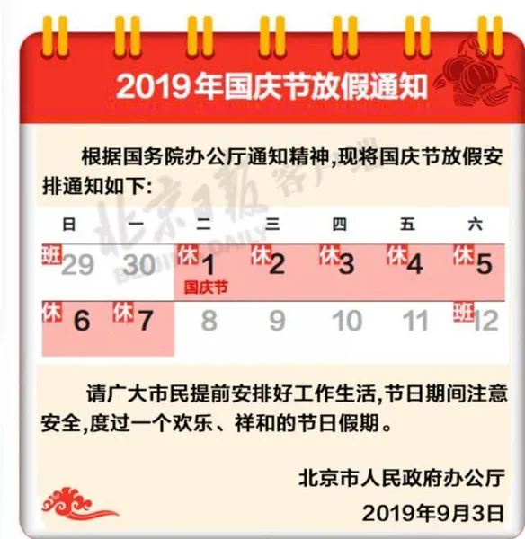 2019国庆节高速免费时间从什么时候