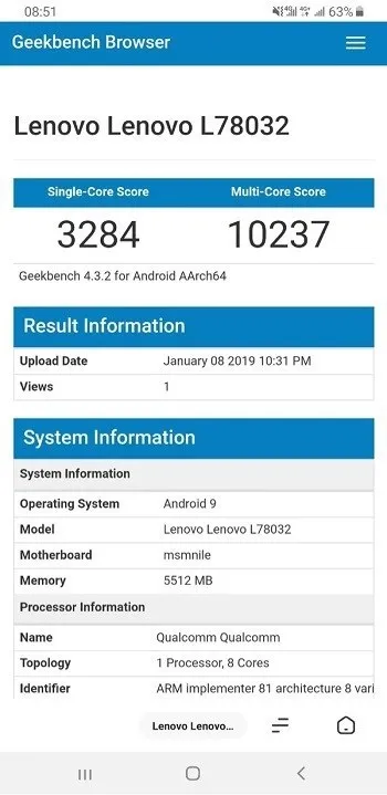 联想Z5 Pro GT 855版亮相Geekbench