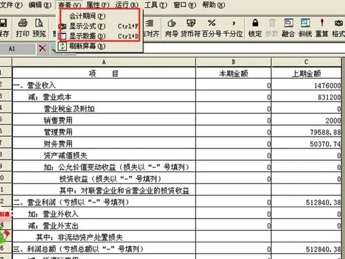 金蝶没有资产负债表和利润表