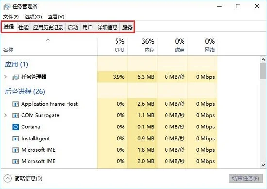 Win10任务管理器中的菜单栏不见了