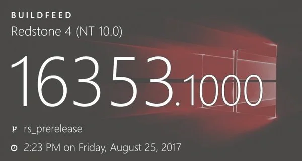 微软推送Win10 RS4首个预览版Build 16353