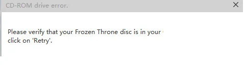 Win10系统打开冰封王座出错提示CDROM drive error