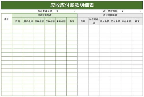 应收应付账款明细表金蝶 | 资产负