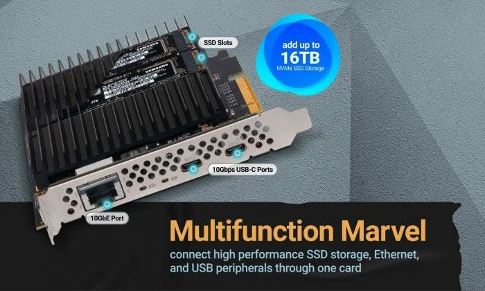 Sonnet发布新款McFiver PCIe扩展卡：板载双M.2、万兆电口+双USB-C