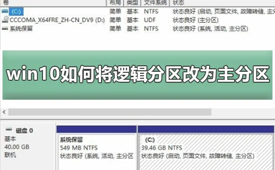 win10怎么将逻辑分区改为主分区win10将逻辑分区改为主分区怎么办？